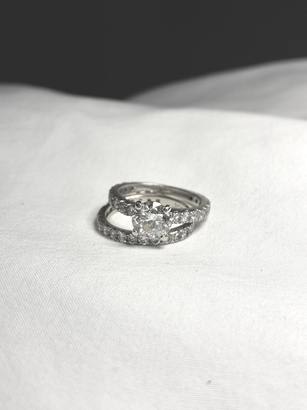 3.50 CT Round Brilliant Diamond Engagement Ring &amp; Wedding Band Set – 14K White Gold