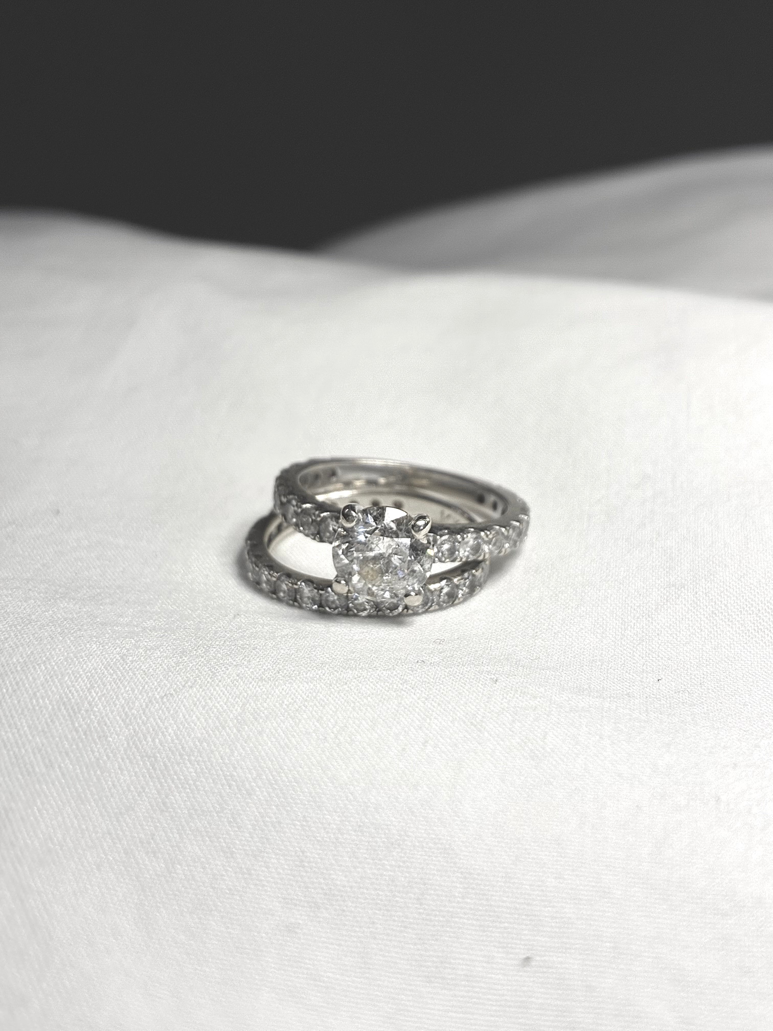 3.50 CT Round Brilliant Diamond Engagement Ring &amp; Wedding Band Set – 14K White Gold