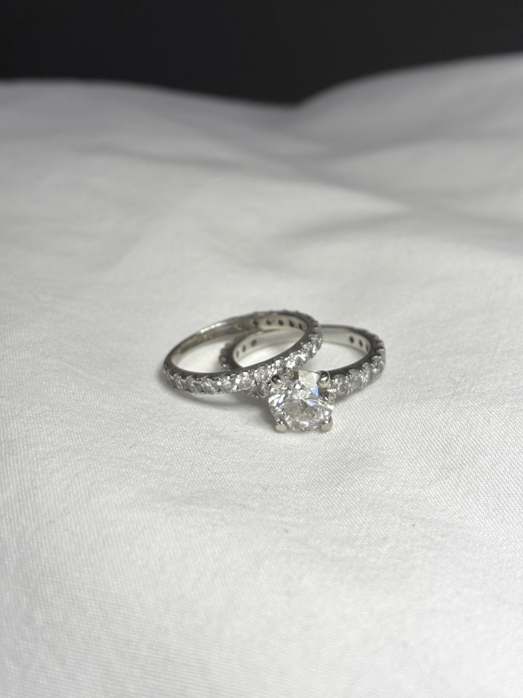 3.50 CT Round Brilliant Diamond Engagement Ring &amp; Wedding Band Set – 14K White Gold