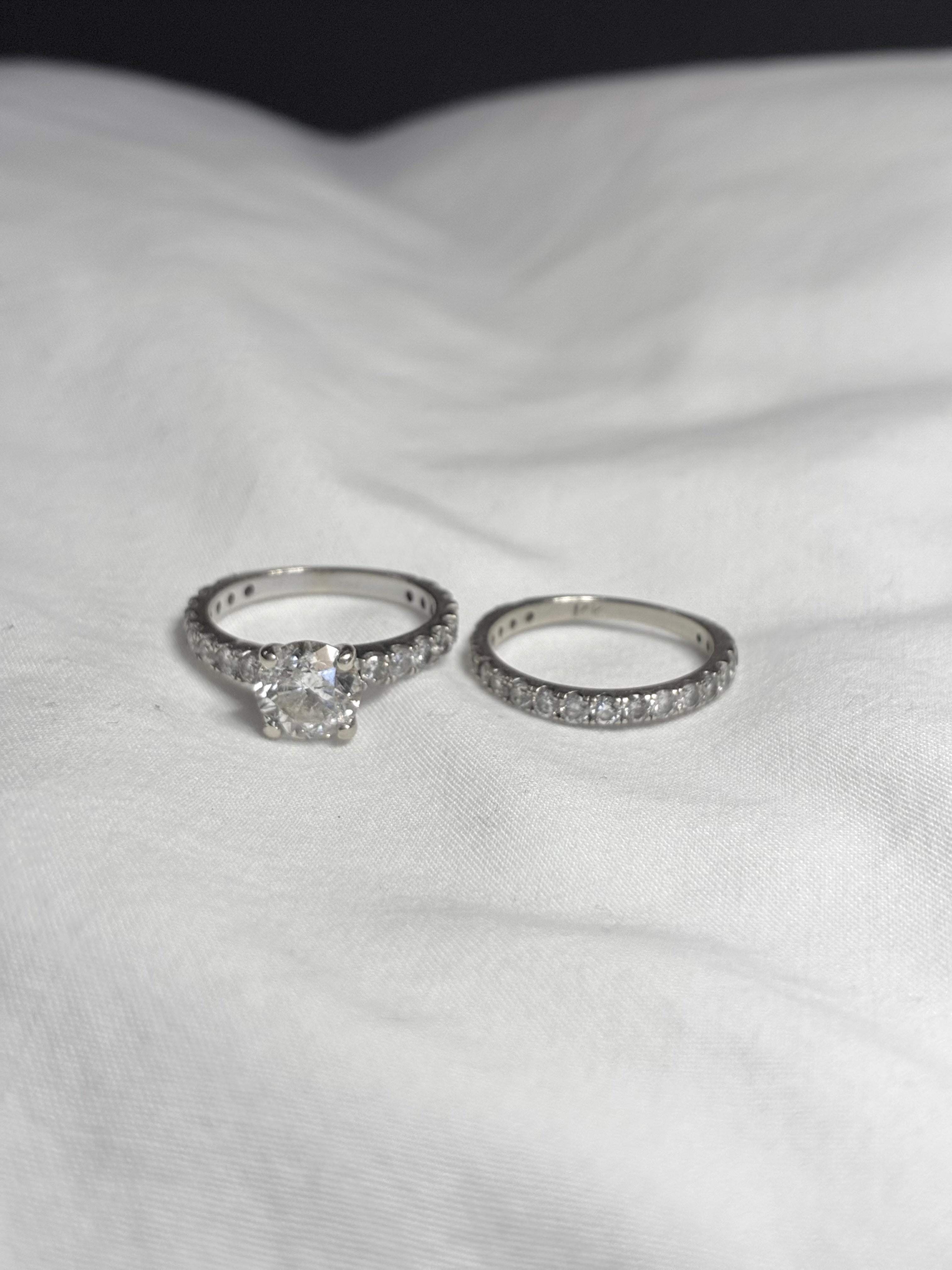 3.50 CT Round Brilliant Diamond Engagement Ring &amp; Wedding Band Set – 14K White Gold