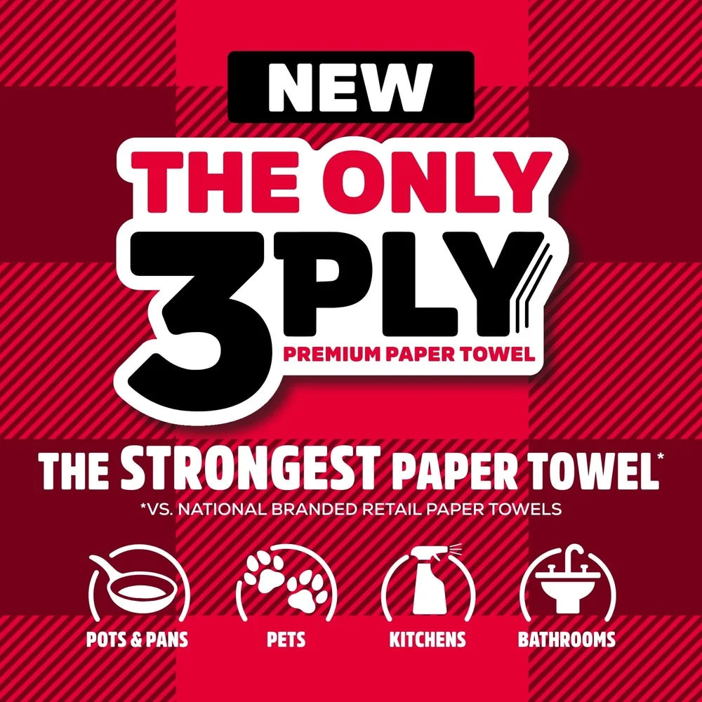 3-Ply Tear-A-Square Paper Towels 6 Double Rolls Strong Absorbent Durable Pick-a-Size Sheets Responsible Sourcing Household