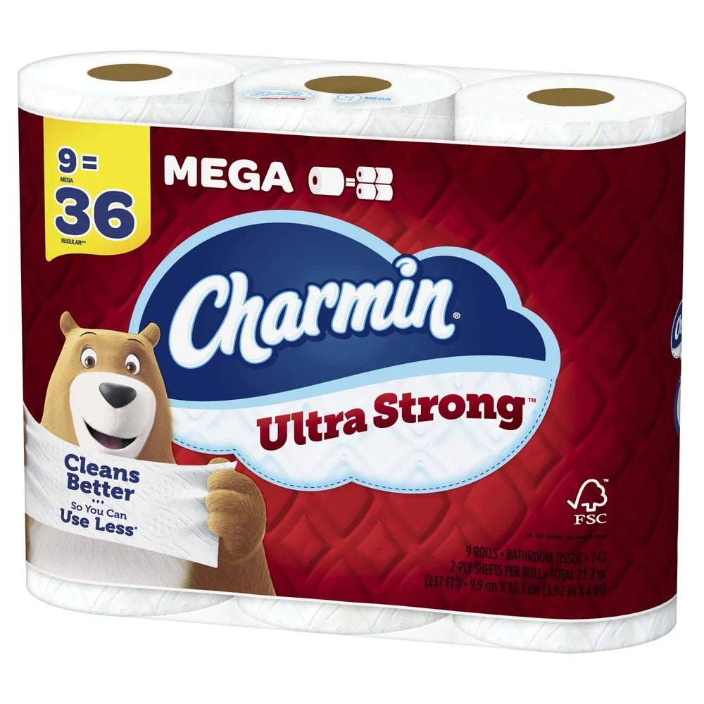 Ultra Strong Mega Toilet Paper 9 Rolls 2 Ply Diamond Weave Texture Clog Safe Septic Safe Cleans Better Perforated 2178 Sheets