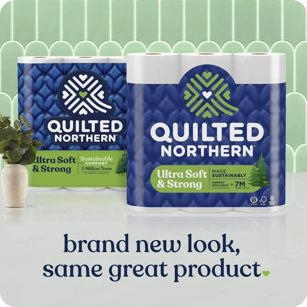 Ultra Soft Strong Toilet Paper 12 Mega Rolls 2 Ply Sustainable 5X Strong Absorbent Reliable Septic Safe Eco-Friendly