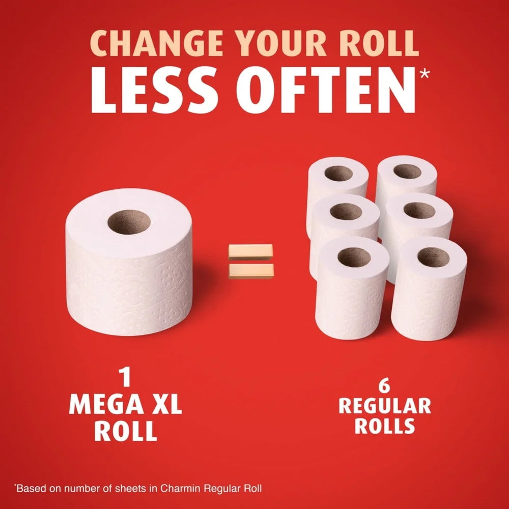 Ultra Strong Toilet Paper 4 Mega XL Rolls 330 Sheets 2 Ply Diamond Weave Texture Clog-Free Septic Safe Unscented 24 Regular