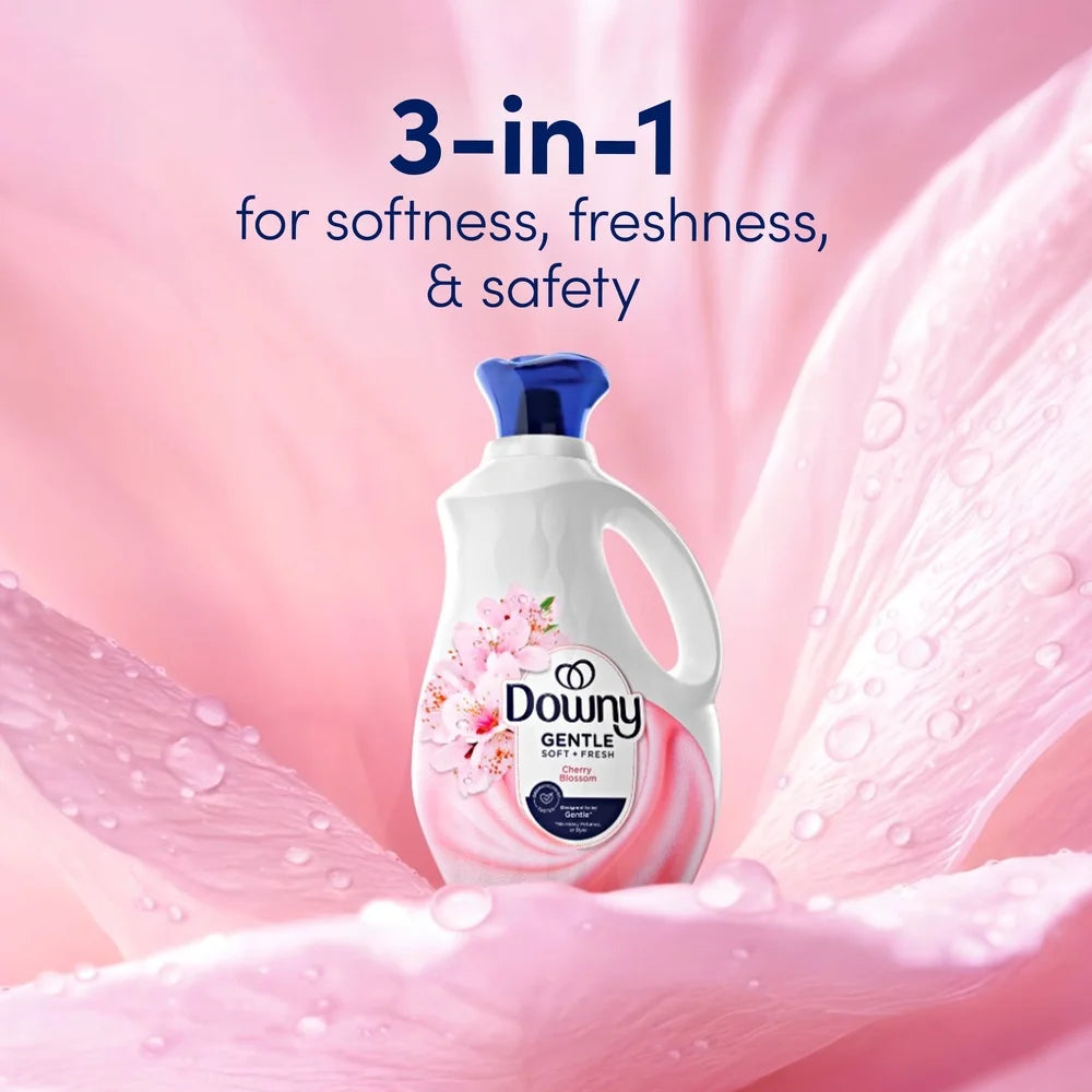 Gentle Liquid Fabric Softener 93 fl oz 138 Loads Softness Freshness Cherry Blossom Scent High Efficiency Easy to Use
