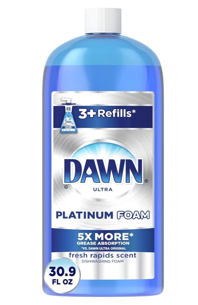 Dish Soap Foam Liquid Grease Remover 5X Absorption Fresh Rapids Clean Powerful Suds No Rinse Needed Easy Dishwashing 915mL