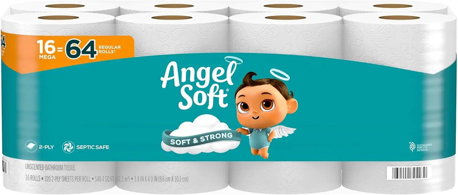 Soft Toilet Paper, 4/8/16/48 Mega Rolls = 16/32/64/192 Regular Rolls, Soft and Strong Toilet Tissue