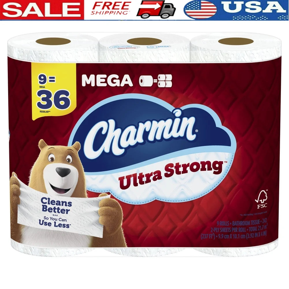 Ultra Strong Mega Toilet Paper 9 Rolls 2 Ply Diamond Weave Texture Clog Safe Septic Safe Cleans Better Perforated 2178 Sheets