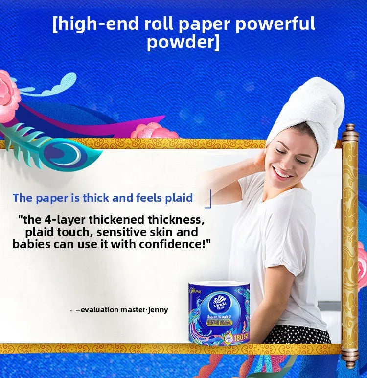 Max 10-30 Rolls, 180g/roll, Thickened With 4 Layers, Extractable Tissue Paper, Native Wood Pulp, Household Napkins, Toilet Paper