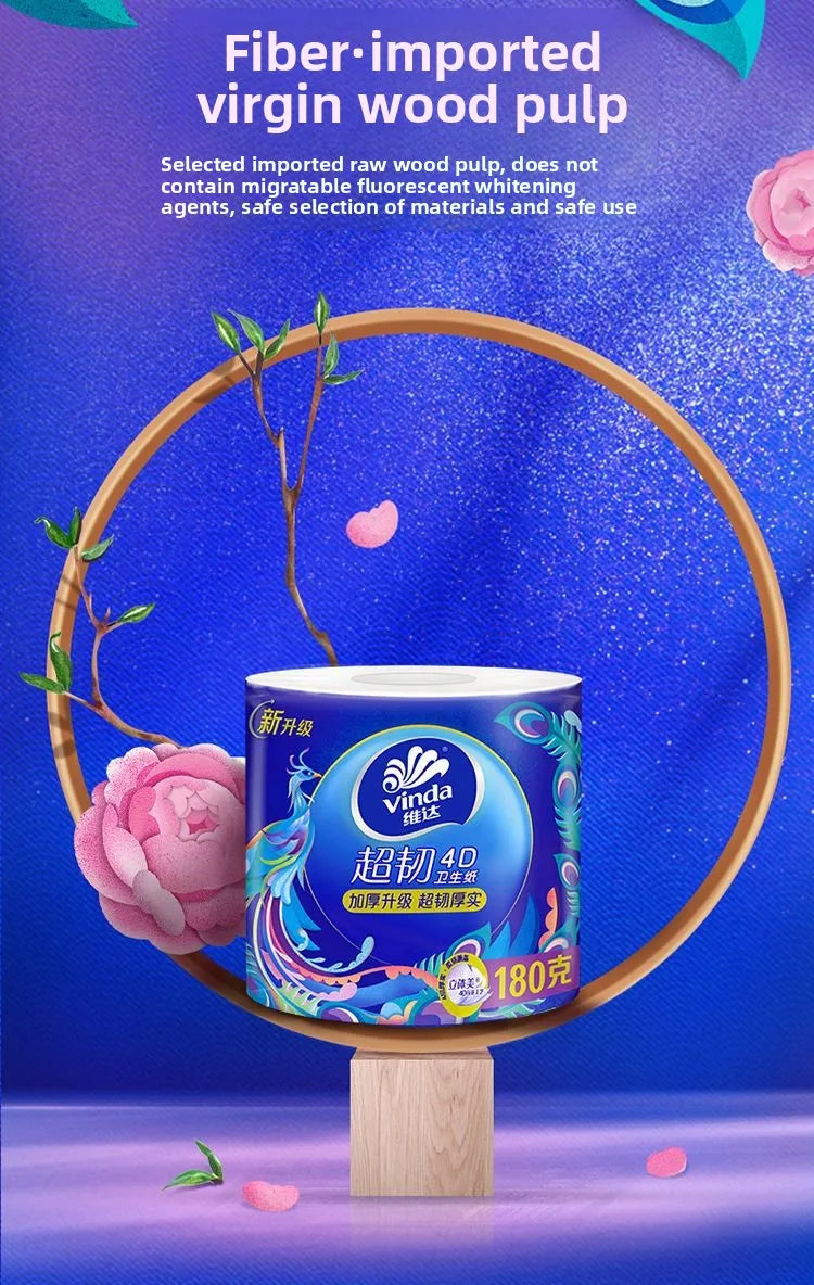 Max 10-30 Rolls, 180g/roll, Thickened With 4 Layers, Extractable Tissue Paper, Native Wood Pulp, Household Napkins, Toilet Paper