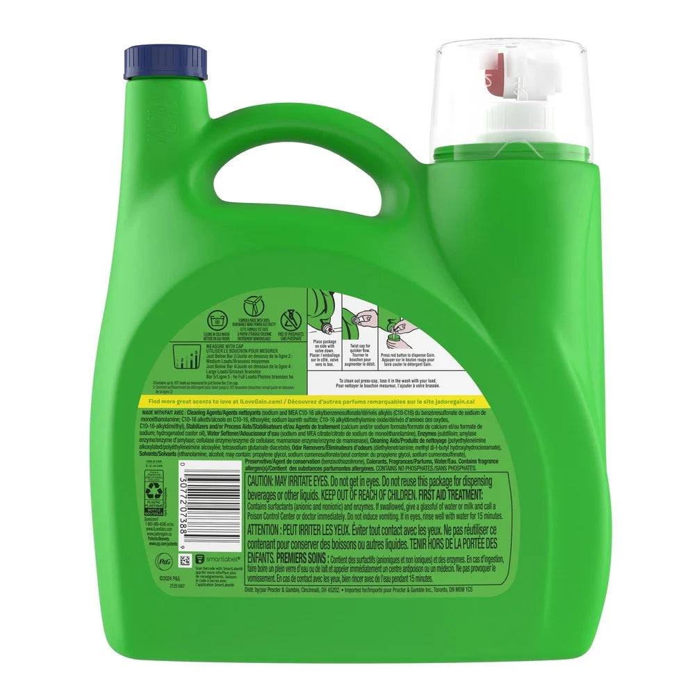 Ultra Oxi Liquid Laundry Detergent Waterfall Delight Scent 154 fl oz 107 Loads Stain Remover Odor Eliminator HE Compatible Cold
