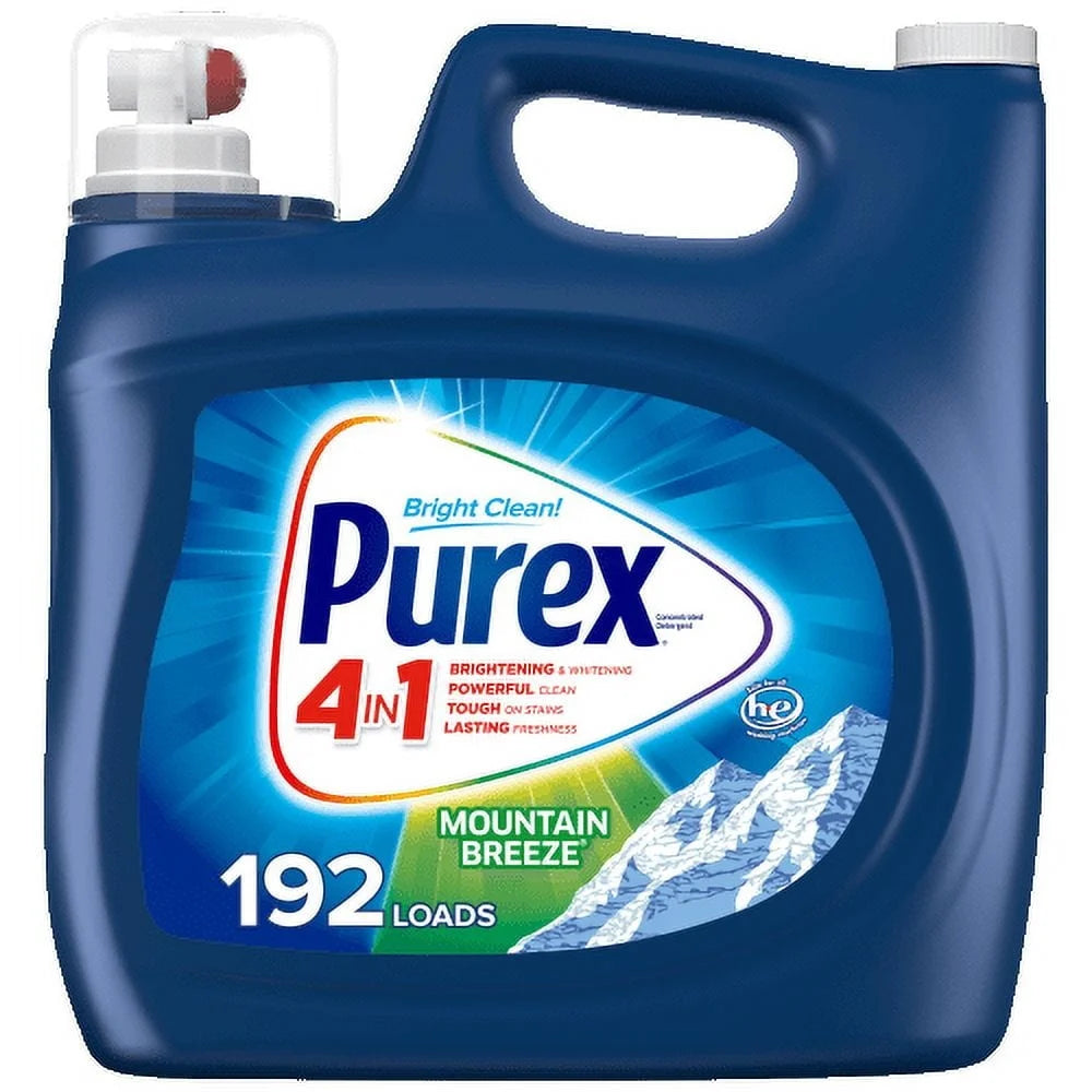 Liquid Laundry Detergent Mountain Breeze 250oz 192 Loads Stain Fighting Bright Clean Heavy Duty All Purpose Liquid Cleanser