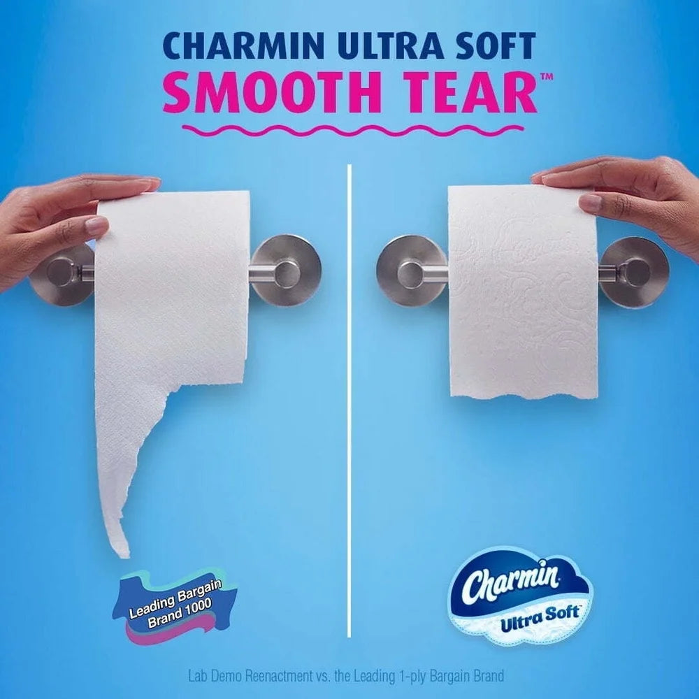 Ultra Soft Toilet Paper 6 Mega XL Rolls 336 Sheets 2 Ply Absorbent Clog-Free Septic Safe Unscented Perforated White
