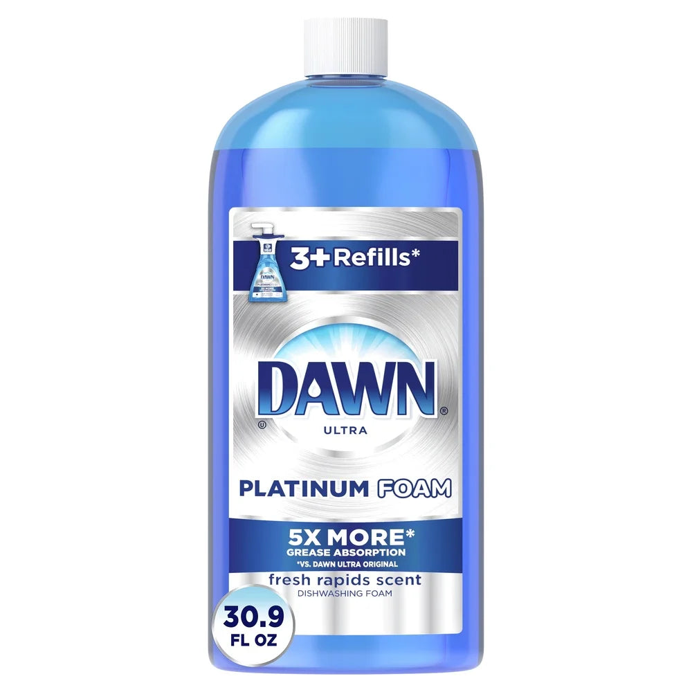 Dish Soap Foam Liquid Grease Remover 5X Absorption Fresh Rapids Clean Powerful Suds No Rinse Needed Easy Dishwashing 915mL