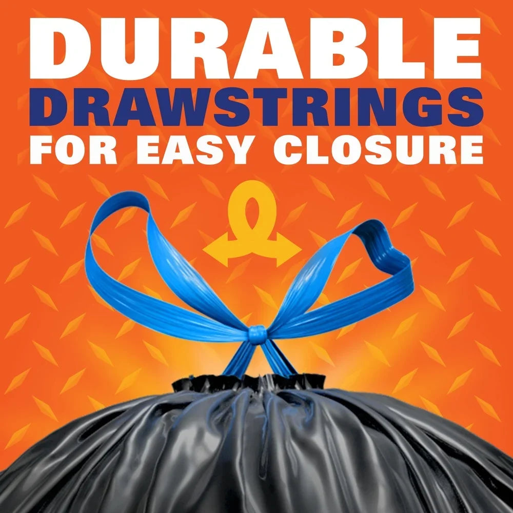 Strong Large Trash Bags 30 Gallon Heavy Duty Drawstring Unscented Puncture Resistant Multipurpose Black Garbage Bags 40 Count