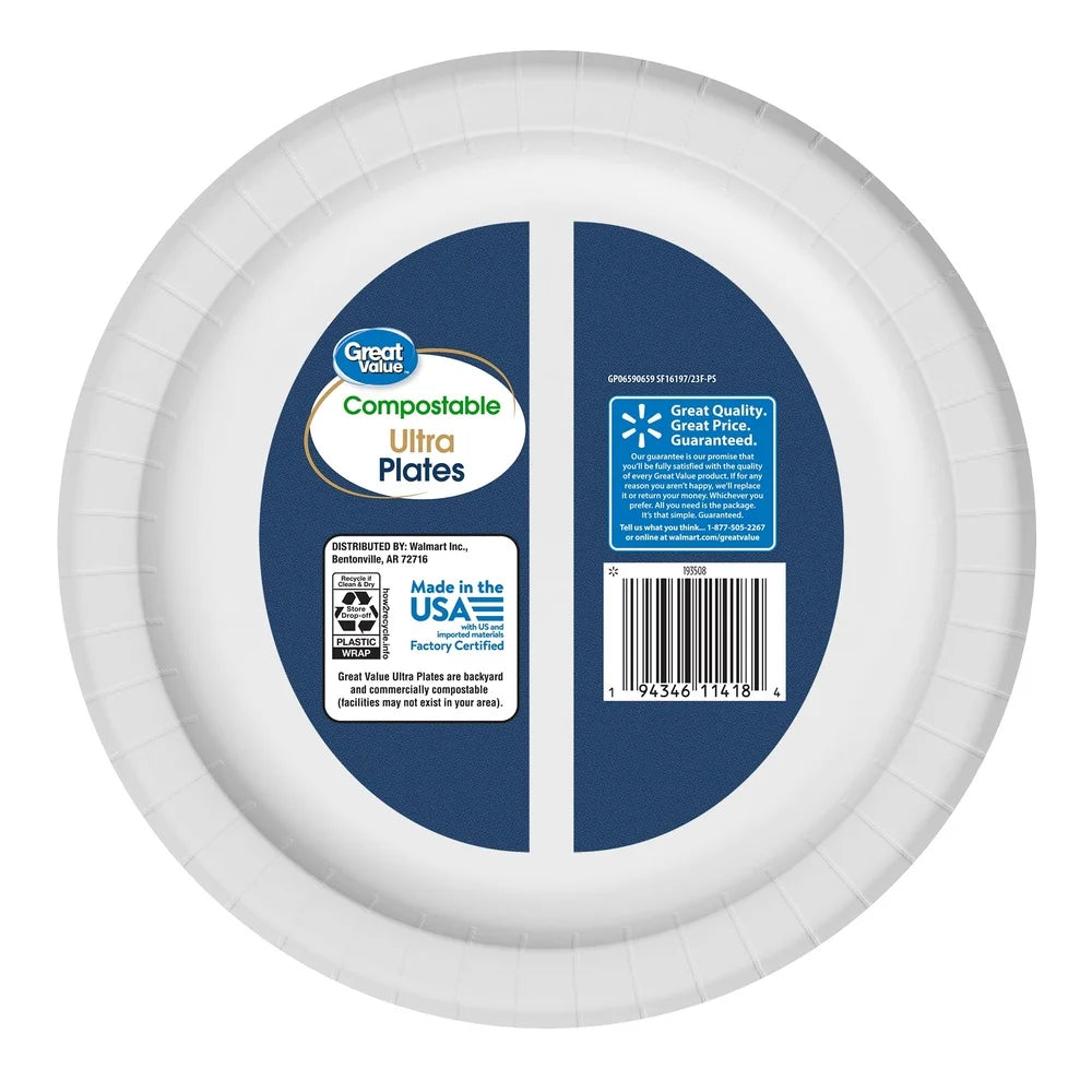 Ultra Compostable Paper Plates 10 Inch Heavy Duty Soak Proof Microwave Safe Bulk 100 Count Perfect Parties Picnics Events