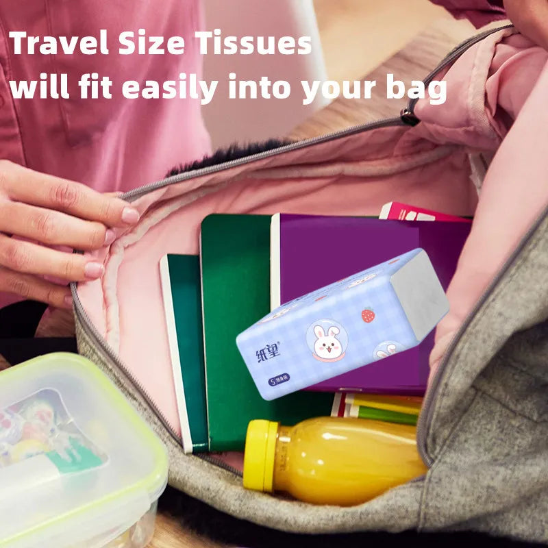 Facial Tissues Packs Pocket Paper Napkins Travel Size Mini Cute Print for Kid School Travel Camping Office Daily Use