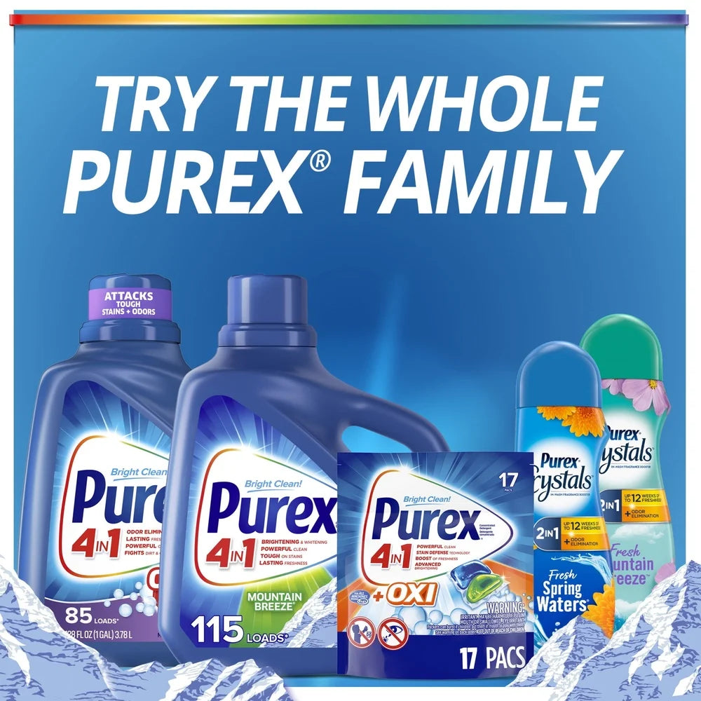 Liquid Laundry Detergent Mountain Breeze 250oz 192 Loads Stain Fighting Bright Clean Heavy Duty All Purpose Liquid Cleanser