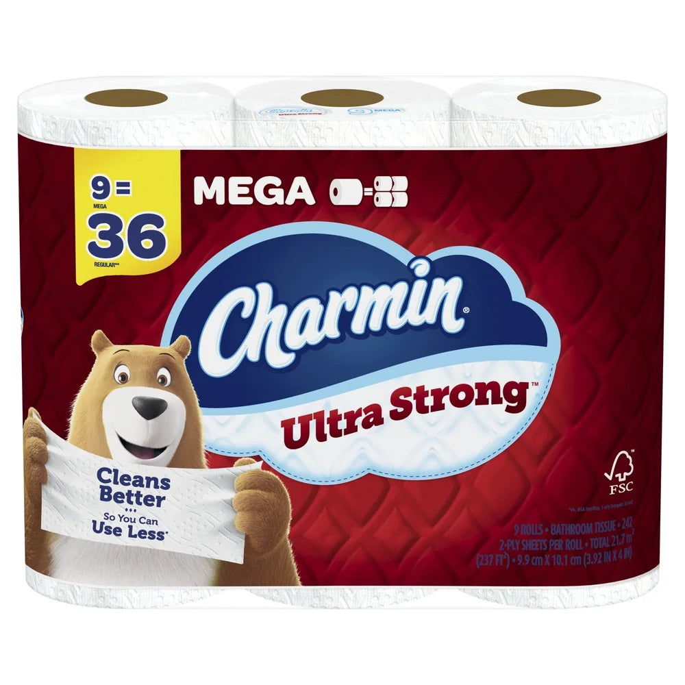 Ultra Strong Mega Toilet Paper 9 Rolls 2 Ply Diamond Weave Texture Clog Safe Septic Safe Cleans Better Perforated 2178 Sheets