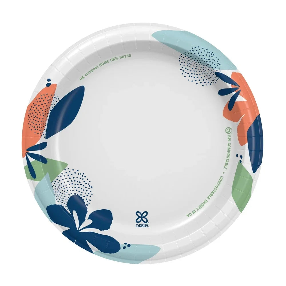 Disposable Paper Plates 8.5 Inch 200 Count Compostable Microwave Safe Durable Leak Resistant Party Picnic Everyday Use