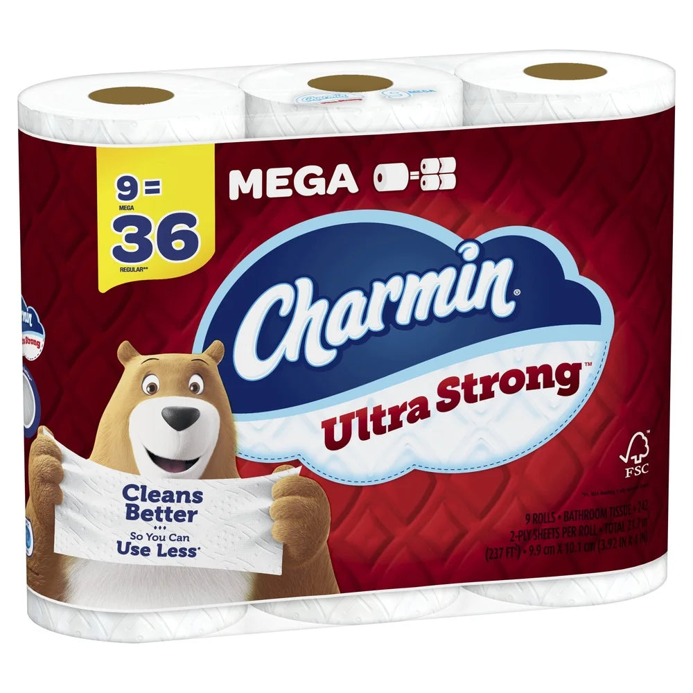 Ultra Strong Mega Toilet Paper 9 Rolls 2 Ply Diamond Weave Texture Clog Safe Septic Safe Cleans Better Perforated 2178 Sheets