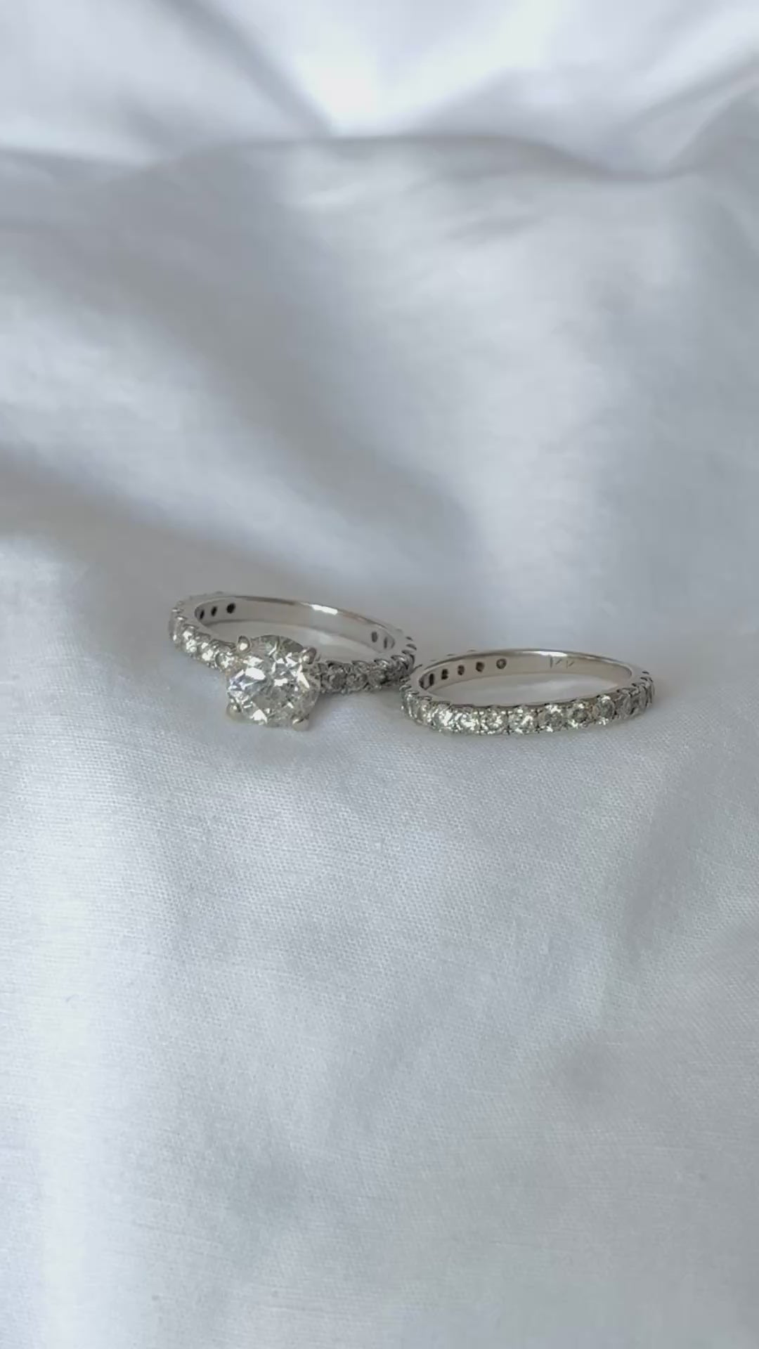 3.50 CT Round Brilliant Diamond Engagement Ring &amp; Wedding Band Set – 14K White Gold