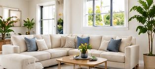 Bright living room with a sectional sofa